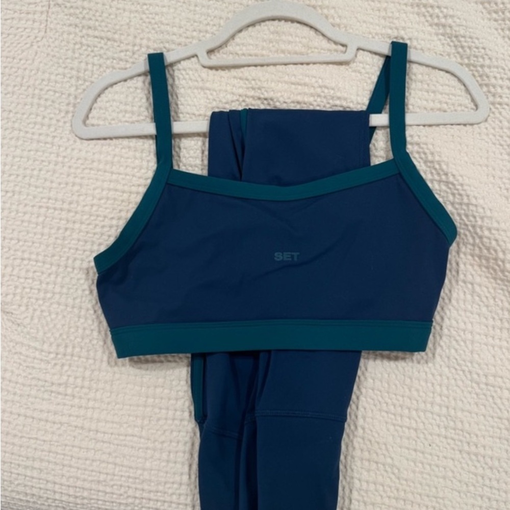 SET Active Teal and Navy Sports Bra and Leggings